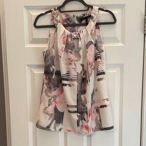 White House Black Market Abstract Print Sleeveless Blouse - Pink and Black